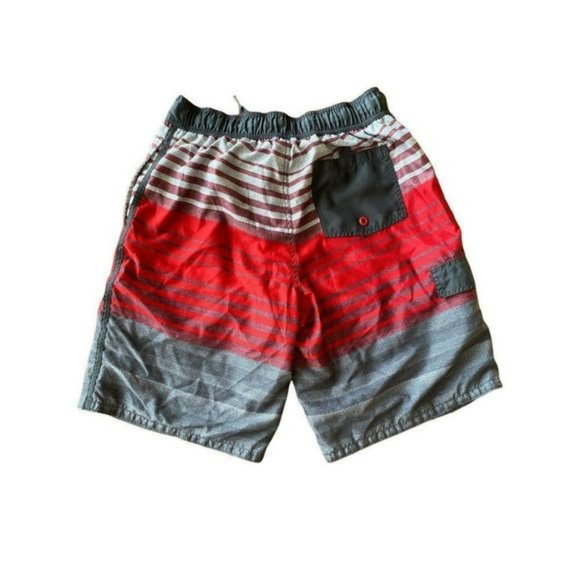 OCEAN Pacific OP Board Shorts Red Stripe Waist 32-34 Size M Lined Black Gray VGC - Picture 2 of 15